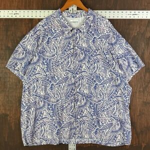 Columbia PFG Shirt White Blue Floral Tuna Short Sleeve Fishing Activewear Men 4X
